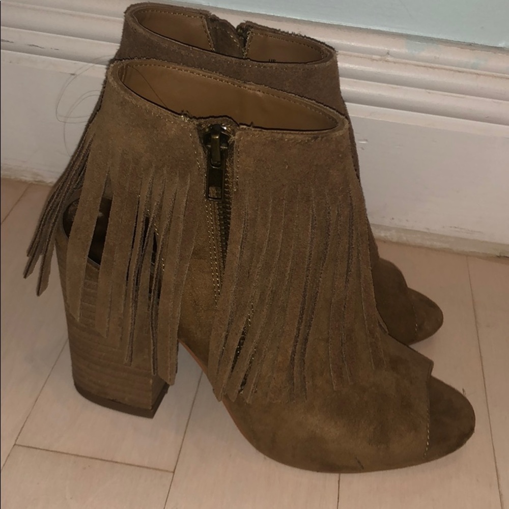 Carlos Fringe Open Toe Booties - image 1